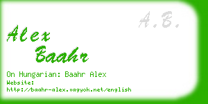 alex baahr business card